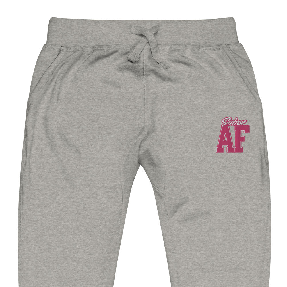 Sober AF Block Letter Unisex Fleece Sweatpants - Comfortable Lounge Pants for Men & Women - Perfect for Home, Gym, and Casual Wear