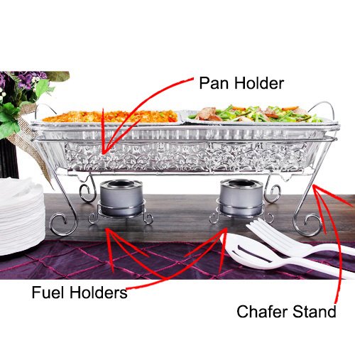 Tiger Chef 12-Pack Chrome Wire Pan Holder for Aluminum Roasting Pans - Decorative & Ornate Kitchen Organizer for Baking, Roasting, and Serving Dishes