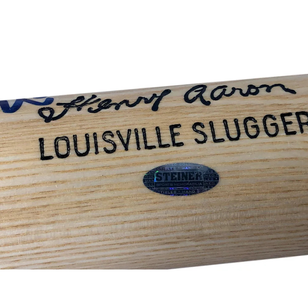 Hank Aaron Autographed Louisville Slugger Baseball Bat with Steiner COA - Authentic Braves Memorabilia for Collectors & Sports Fans - Perfect for Display, Gifts, and Home Decor
