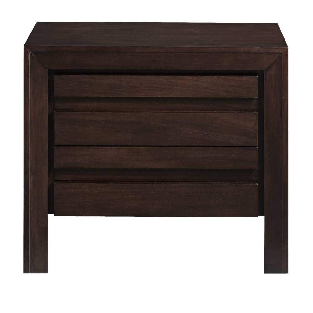 Solid Wood Nightstand with 2 Drawers - Modern Chocolate Brown Bedside Table for Bedroom, Living Room & Office Storage | Modus Furniture