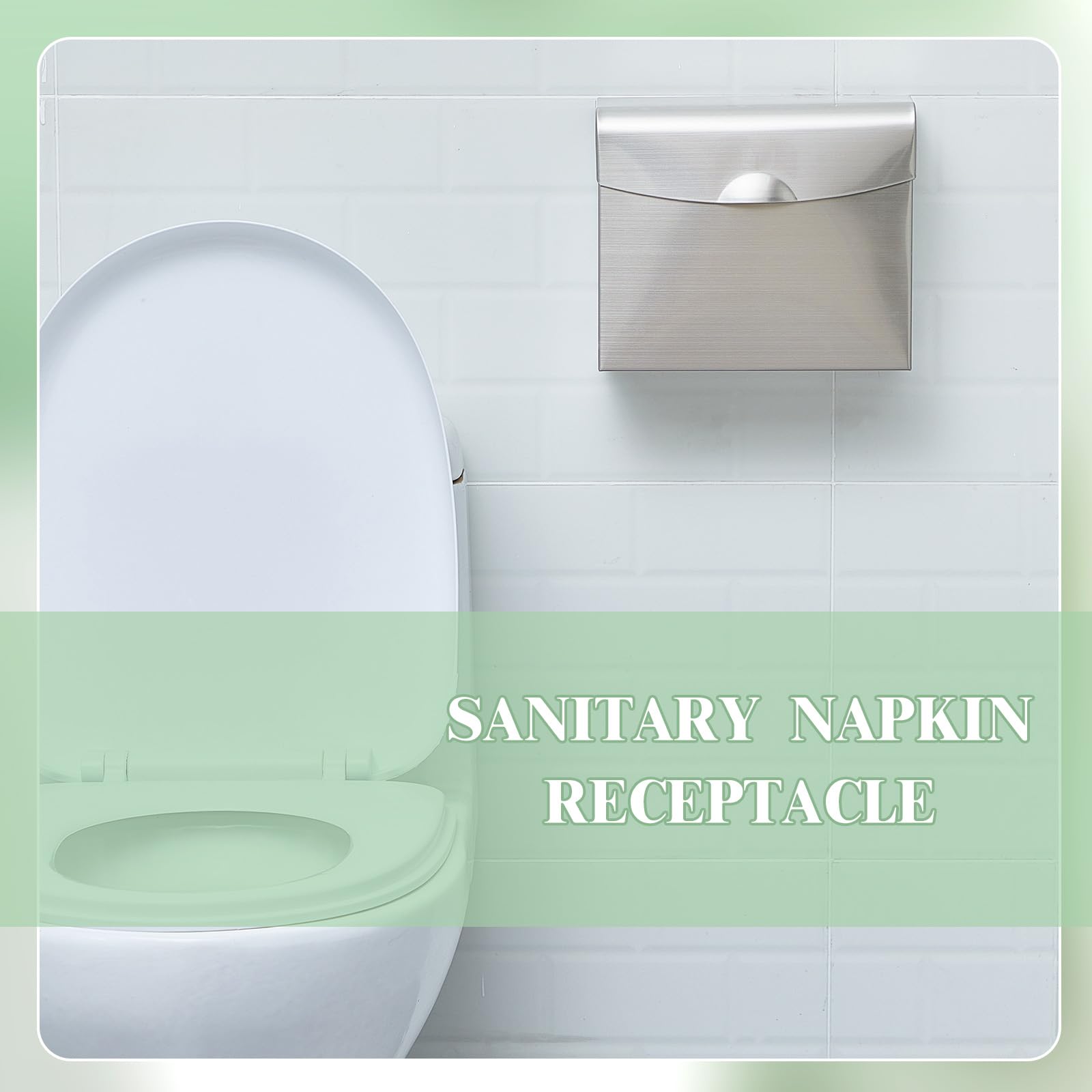 Tioncy Stainless Steel Sanitary Napkin Disposal Bin - Wall Mounted Feminine Hygiene Waste Container for Tampons & Pads (Silver) | Ideal for Bathrooms, Restrooms & Women's Washrooms