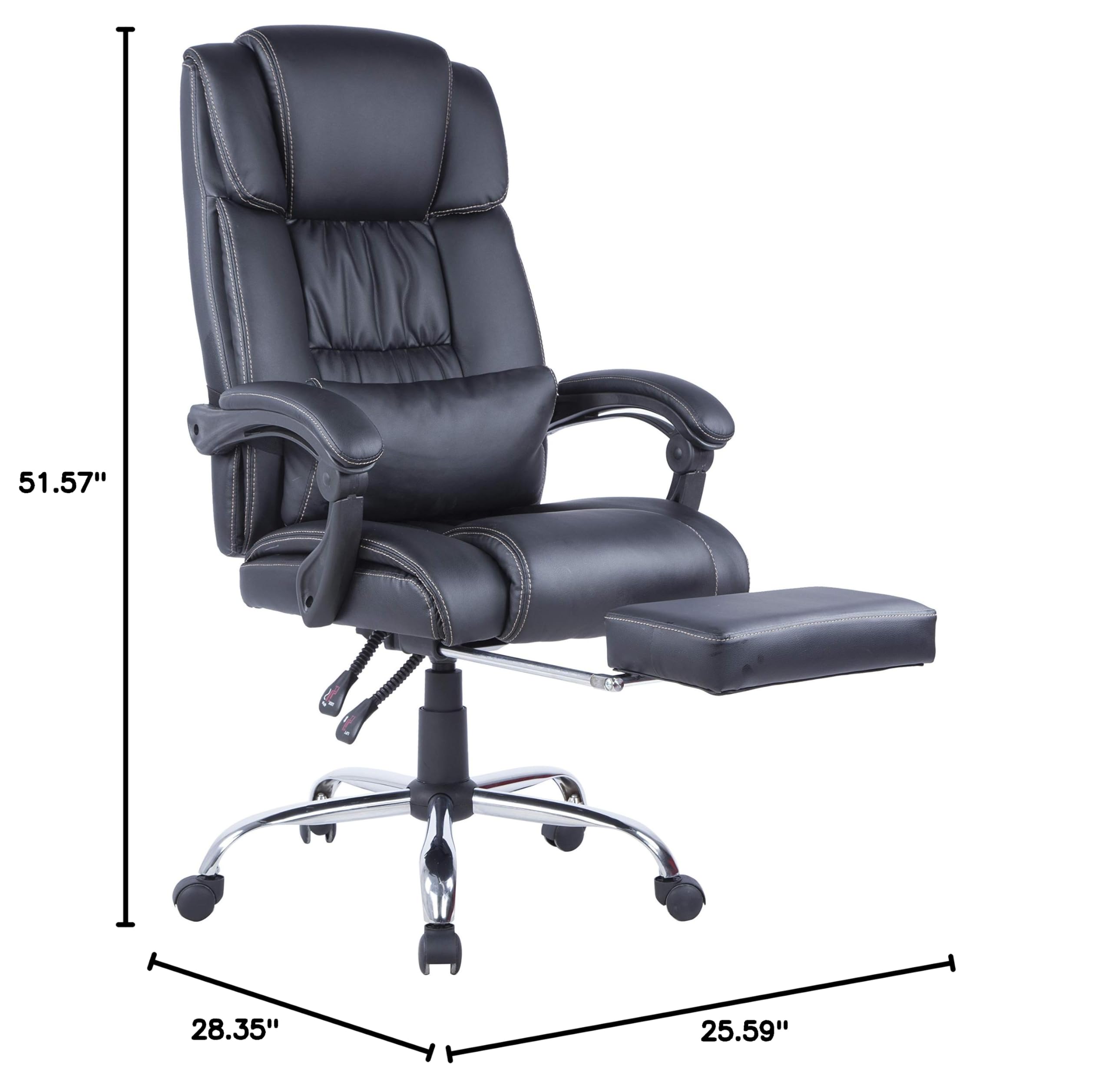 Milan 0027-CCH Ergonomic Office Computer Chair with Adjustable Height - Black, Comfortable Home & Gaming Desk Chair for Long Hours Sitting
