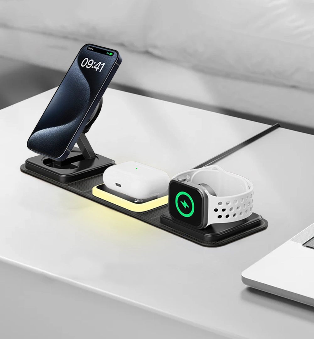 TravelFlex Trio 3-in-1 MagSafe Charger for iPhone, Apple Watch & AirPods | Portable Wireless Charging Station | Perfect for Travel, Office & Nightstand Use