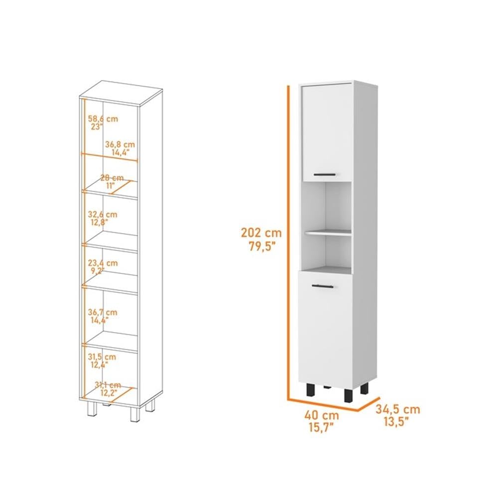 Sheffield Pantry Kitchen Cabinet - 2 Cabinets & 2 Open Shelves for Storage | Perfect for Small Kitchens, Pantry Organization & Home Decor