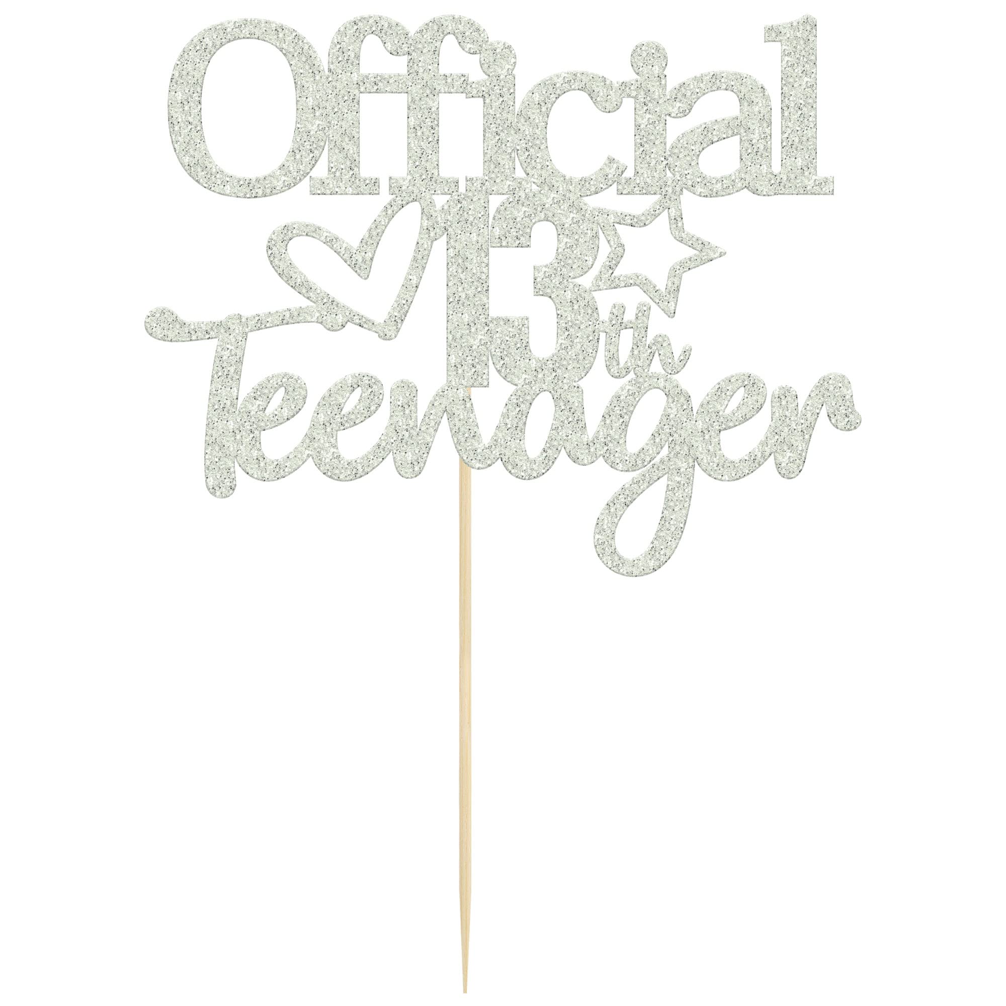 Officially A Teenager 13 Cake Topper - Rose Gold Glitter 13th Birthday Cake Decorations & Party Supplies for Teens - Perfect for Sweet 16, Quinceañera, and Milestone Birthday Celebrations