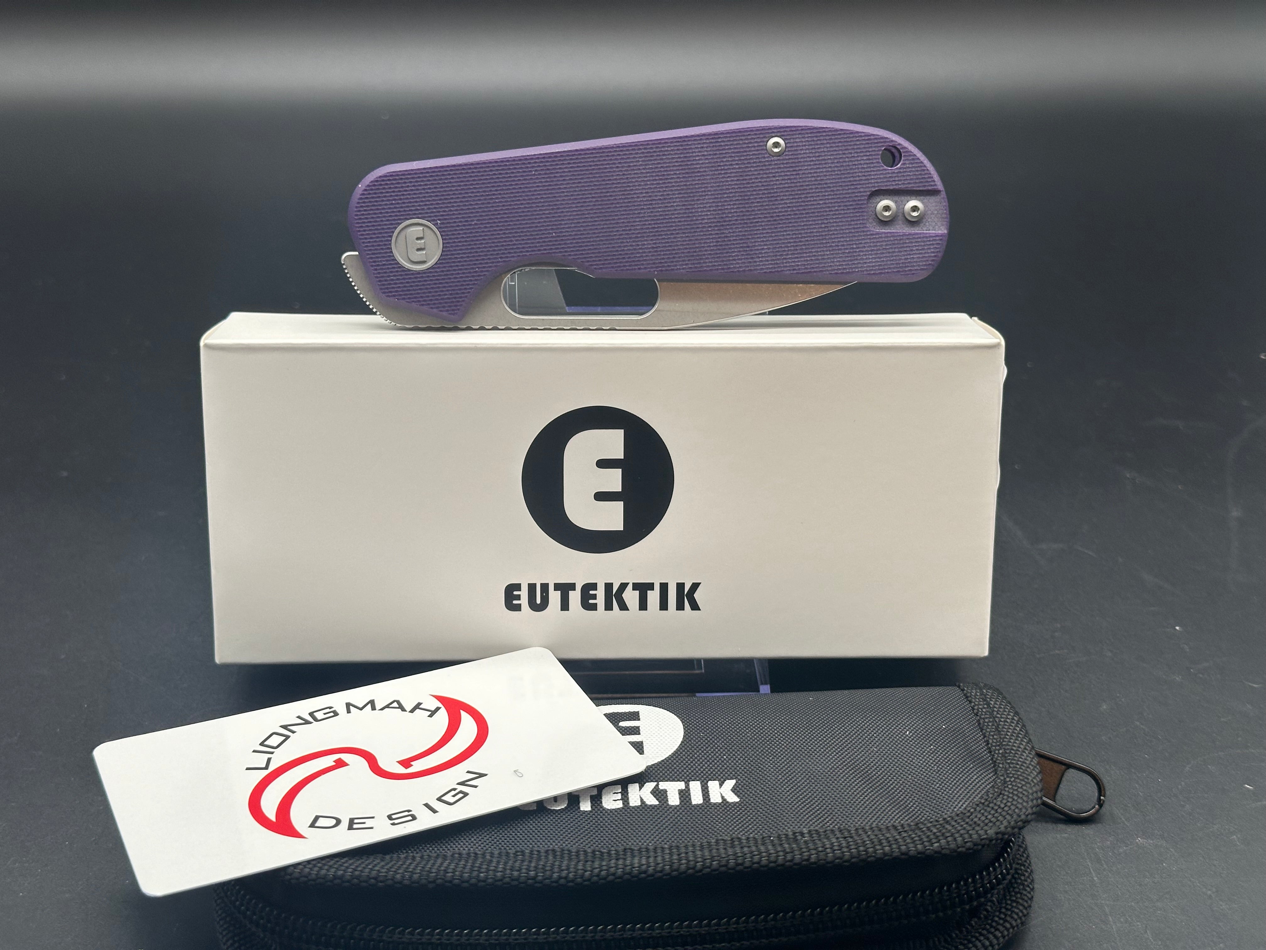 Eutektik EFD Purple Stonewashed Pocket Knife with LTK Koozie, Patch & Sticker Set - Perfect for Camping, Hiking and Outdoor Adventures
