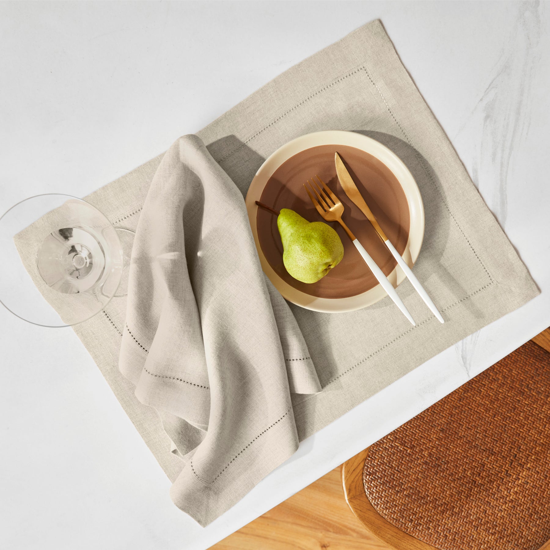 Sonoma Hemstitch Placemats Set of 4 - Premium Cotton Table Mats for Dining - Perfect for Dinner Parties, Holiday Meals & Home Decor