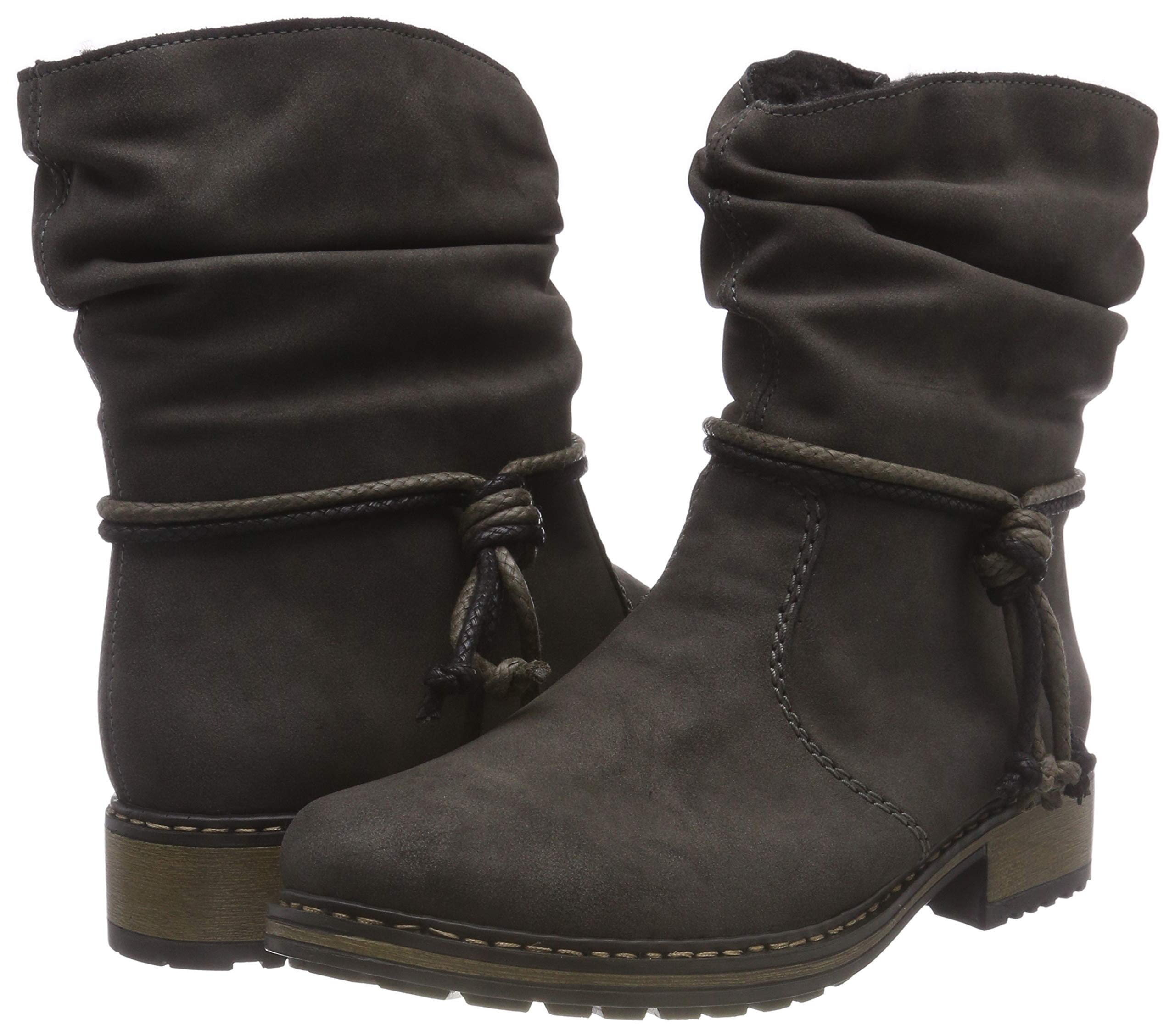 Rieker Women's Classic Ankle Boots Z6893 - Comfortable Grey Leather Ankle Boots Size 7 US | Casual & Office Wear | Perfect for Fall & Winter Outfits