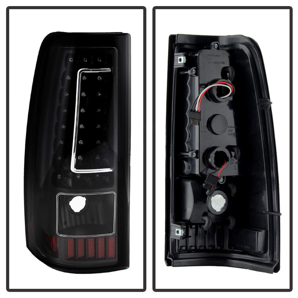 ACANII Black LED Strip Tail Lights Lamps Assembly for 1999-2002 Chevy Silverado 1500 2500 3500 & GMC Sierra - Left+Right Pair - Upgrade Your Truck's Style & Safety at Night
