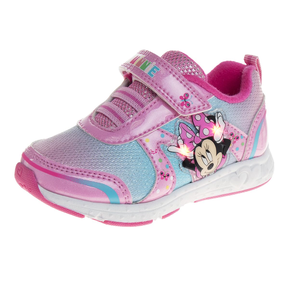 Disney Minnie Mouse Light Up Laceless Running Shoes for Toddler & Little Girl - Comfortable Sneakers for Playtime, School & Outdoor Activities