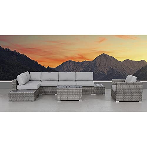 Outdoor Wicker Patio Furniture 9-Piece Sectional Conversation Sofa Set - Waterproof & No Assembly Required for Backyard, Porch, Poolside or Garden | Perfect for Outdoor Entertaining & Relaxation [CM-5025]
