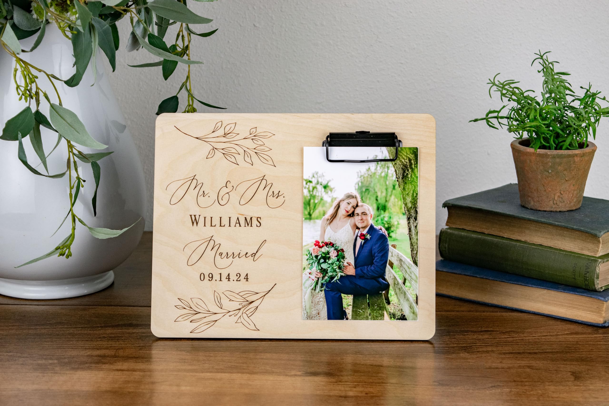 Handmade Personalized Wedding Picture Frame - Custom Engraved Anniversary Gift for Couples, Newlyweds & Bridal Shower - Perfect for Home Decor, Wedding Albums & Romantic Keepsakes