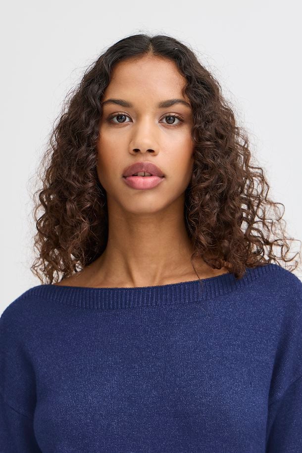 Ella Boat Neck Jumper - Medieval Blue Women's Sweater | Perfect for Casual Wear, Office Outfits & Autumn Fashion