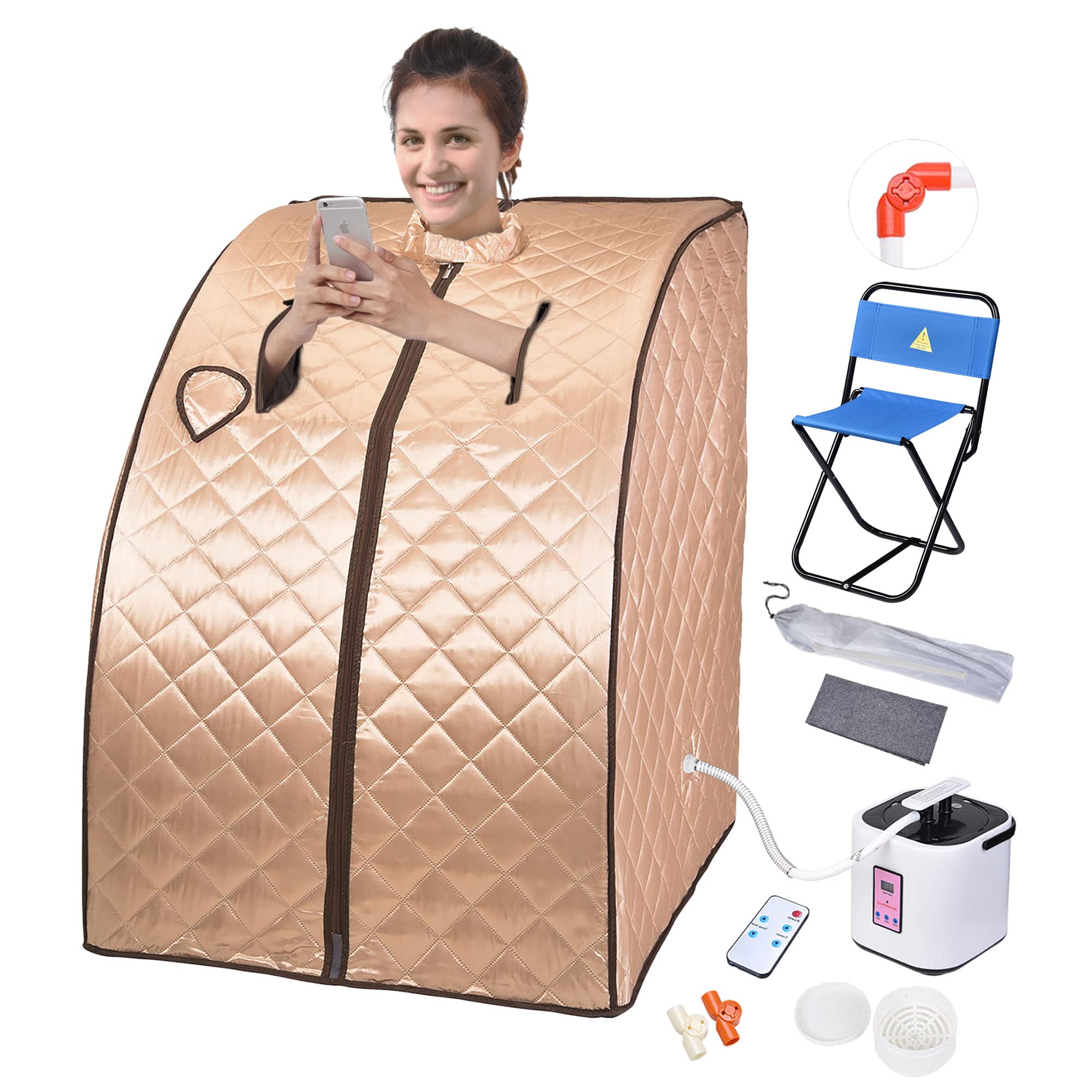 Portable Steam Sauna Tent for Home Spa - 2L Full Body Detox Therapy with 800W Steamer, 6 Temp Levels & 60 Min Timer - Includes Chair & Remote Control - Perfect for Relaxation, Weight Loss & Muscle Recovery
