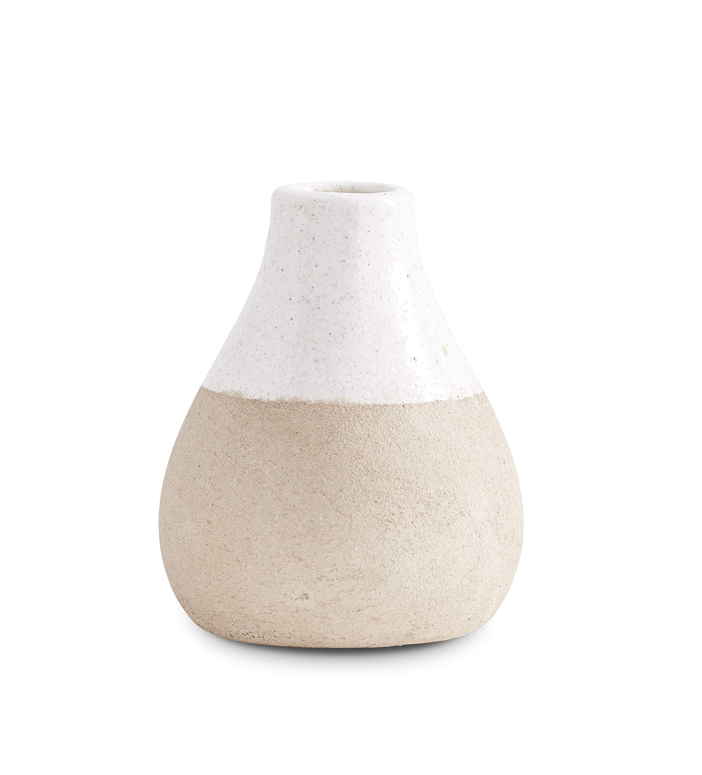 K&K Interiors Handmade Ceramic Vases - Set of 3, Cream White Home Decor for Living Room, Dining Table & Wedding Centerpieces