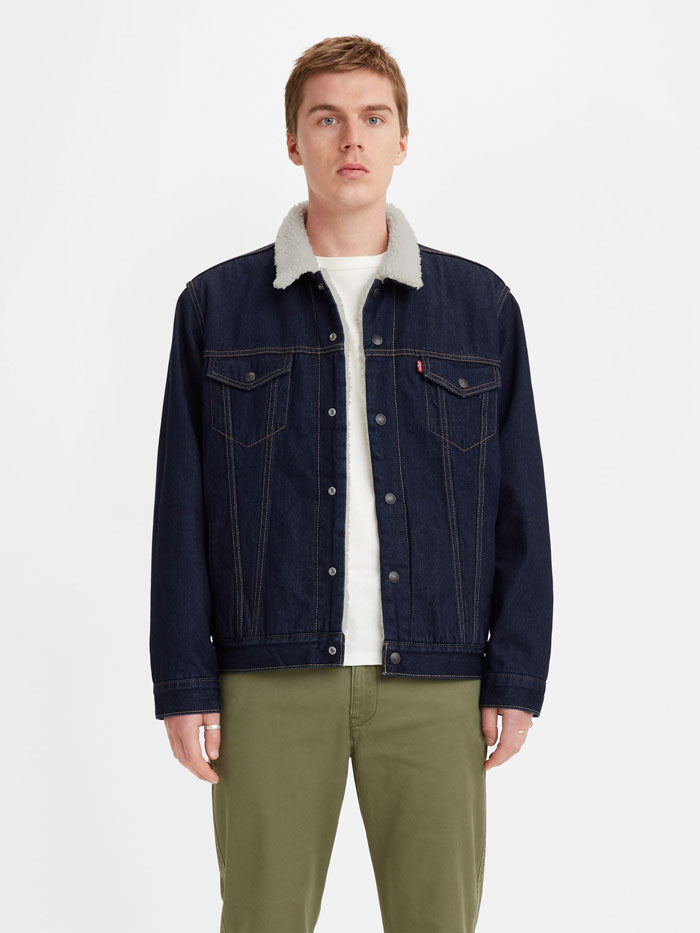 Levi's Men's Type 3 Sherpa Trucker Jacket - Dark Wash Denim Jacket for Men | Vintage Style Winter Coat for Casual Wear & Outdoor Activities