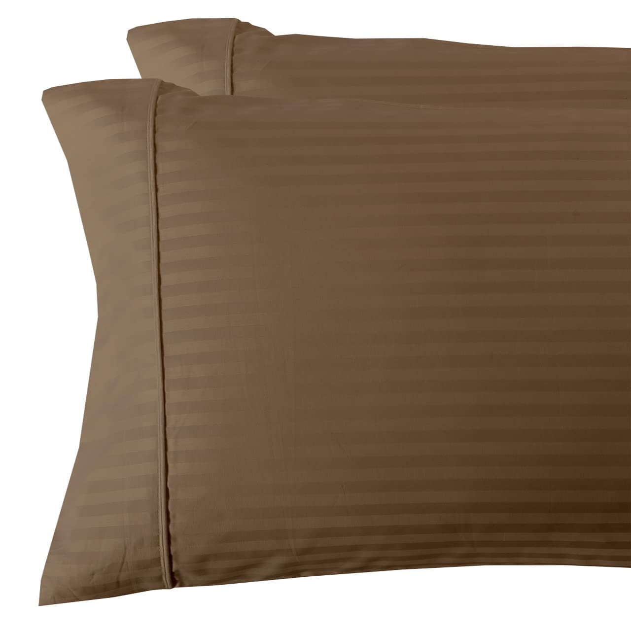 Premium 100% Cotton Taupe Pillowcases - Standard Size, Cool Cotton Sateen Weave with Smooth Striped Pattern for Bedroom Luxury & Comfort - Perfect for Home, Hotel, or Gift Use