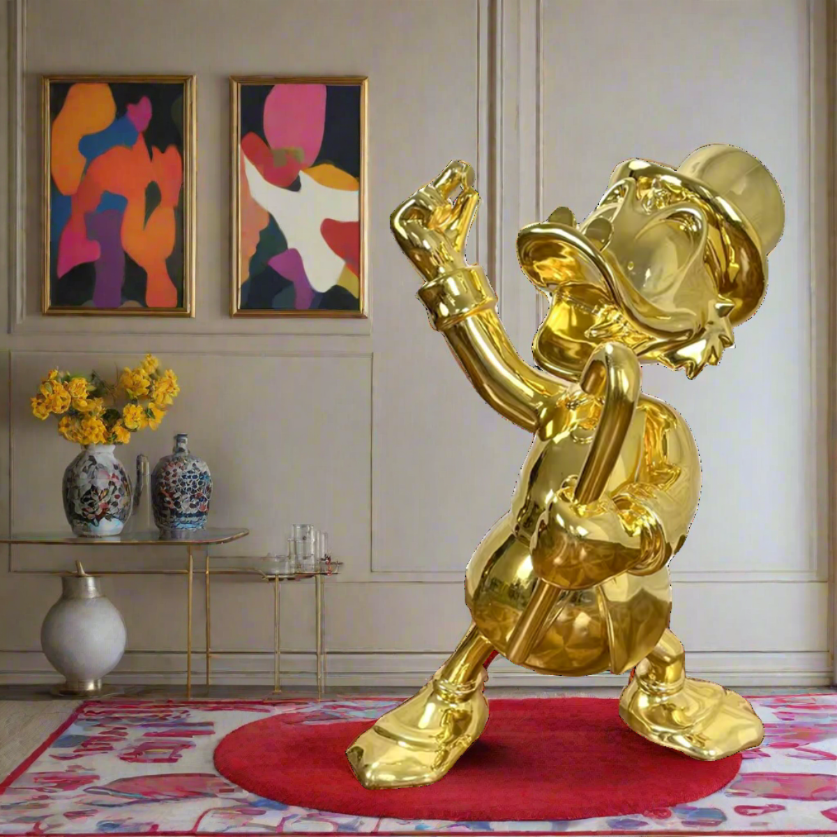 Uncle Scrooge McDuck Gold Millionaire Electroplated Statue - Disney Collectible Figurine & Home Decor for Fans | Perfect for Disney Themed Rooms, Office Decor, and Gift Giving