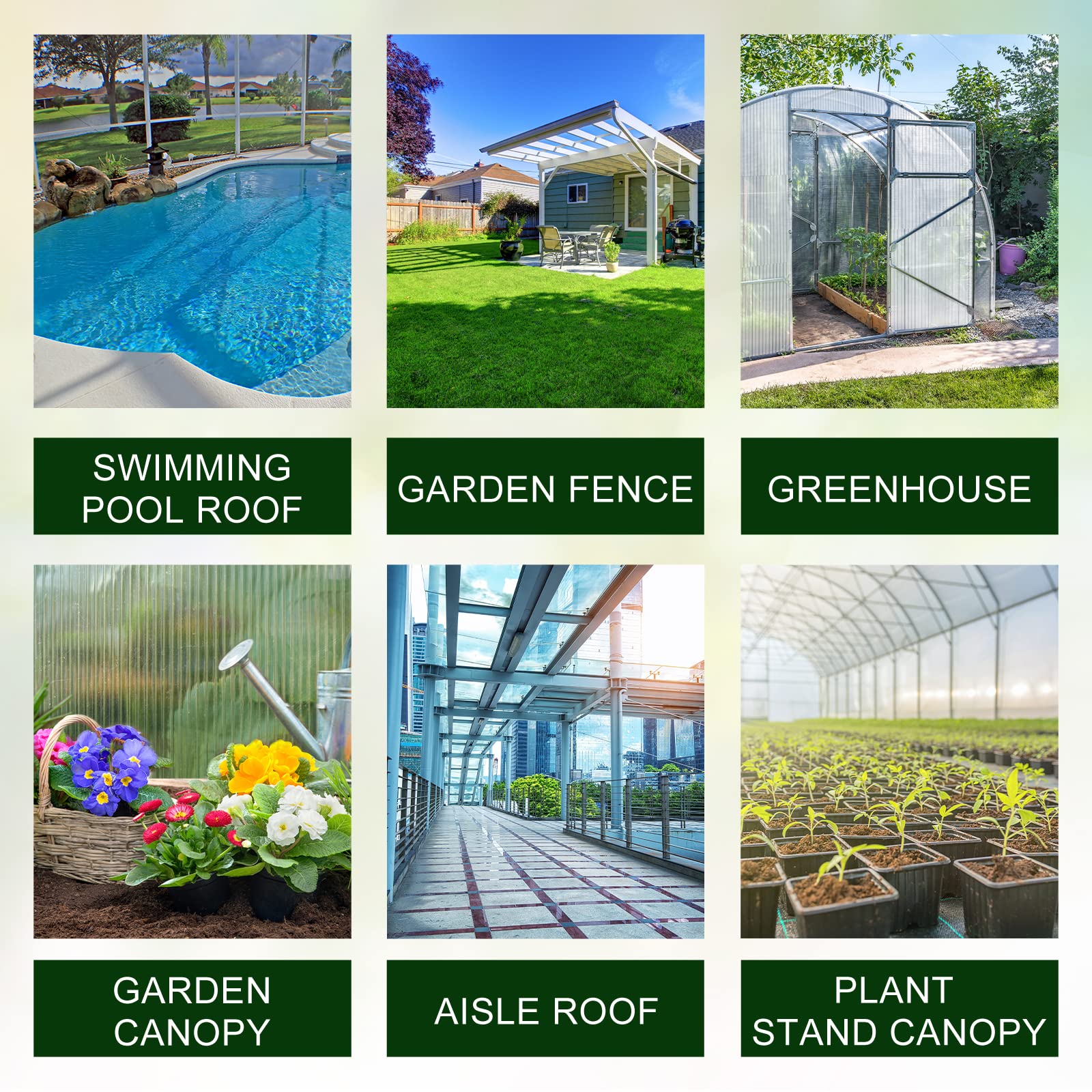 Tatuo 12 Pack 6' x 2' x 0.24'' Clear Polycarbonate Greenhouse Panels - Twin-Wall UV Protected Waterproof Roofing Sheets for Greenhouse Replacement - Perfect for DIY Garden Sheds, Patio Covers & Plant Protection