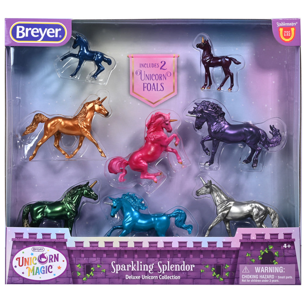 Breyer Stablemates Sparkling Splendor Deluxe Unicorn Set - 1:32 Scale Collectible Toy Horses for Kids - Perfect for Playtime, Birthday Gifts & Fantasy Adventures