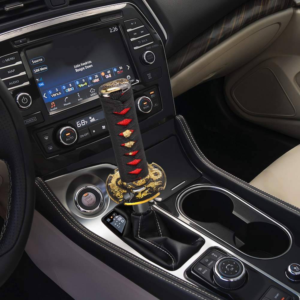 Samurai Sword Shift Knob 150mm - Unique Car Gear Shift Knob with Polyester Fabric for Manual Transmission - Perfect for JDM Cars, Drifting & Car Enthusiasts