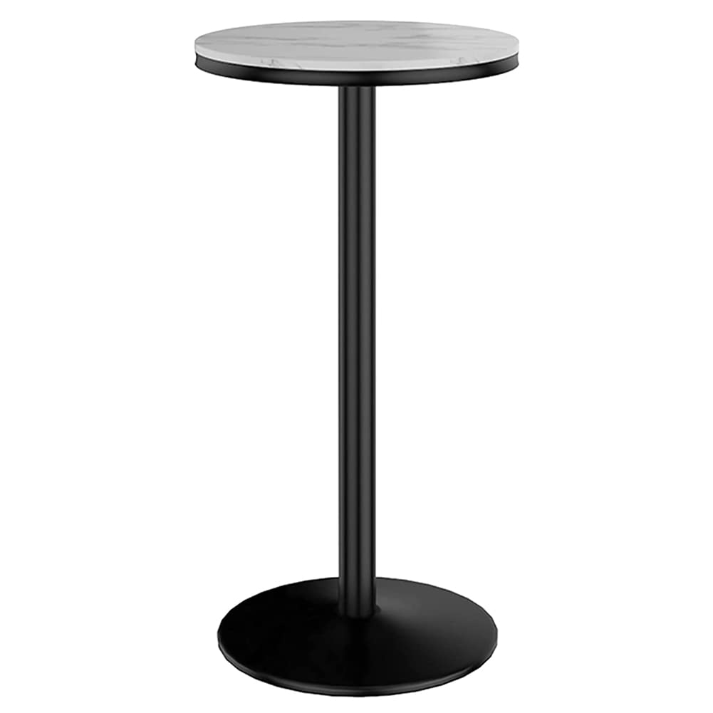 Modern Black Metal Standing Pub Table with Round Marble Top - 37''/95cm Kitchen & Cocktail Bar Height - Easy Assembly for Living Room, Patio & Outdoor Entertaining - Perfect for Small Spaces & Home Bars
