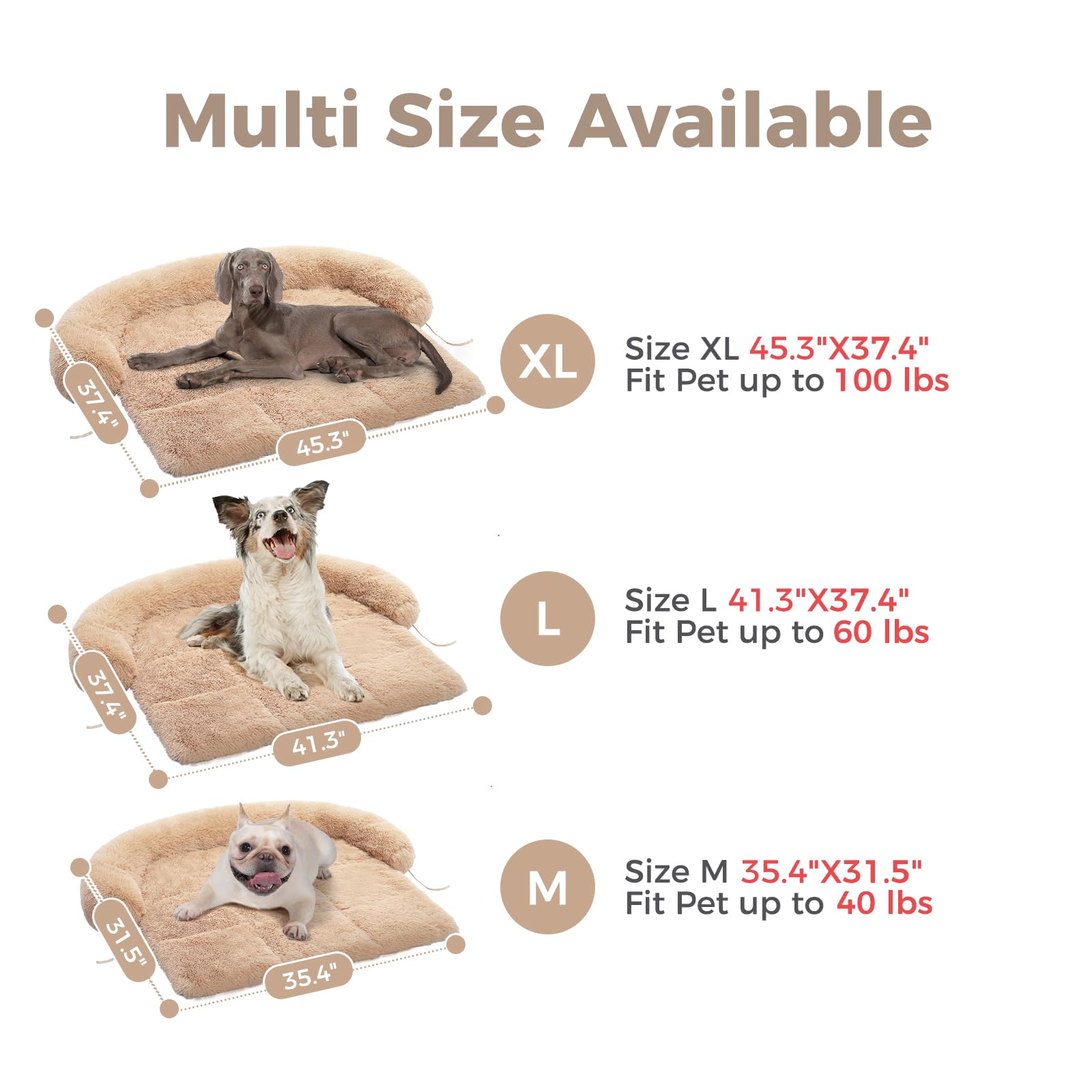 Washable Calming Dog Bed for Small, Medium & Large Dogs & Cats - Soft Pet Couch Cover with Removable Washable Cover - Perfect for Home, Crate & Travel Use