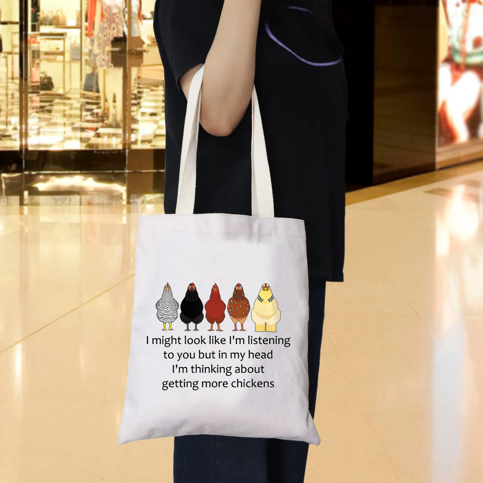 JNIAP Chicken Tote Bag - Cute Chicken Lover Gift for Women & Farmers - Reusable Grocery Shopping Handbag - Perfect for Farmers Market, Picnics & Everyday Use