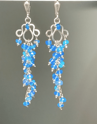 Exquisite Blue Ethiopian Opal Long Cluster Dangle Earrings in Sterling Silver | Handmade Boho Jewelry for Women | Perfect for Weddings, Parties & Special Occasions
