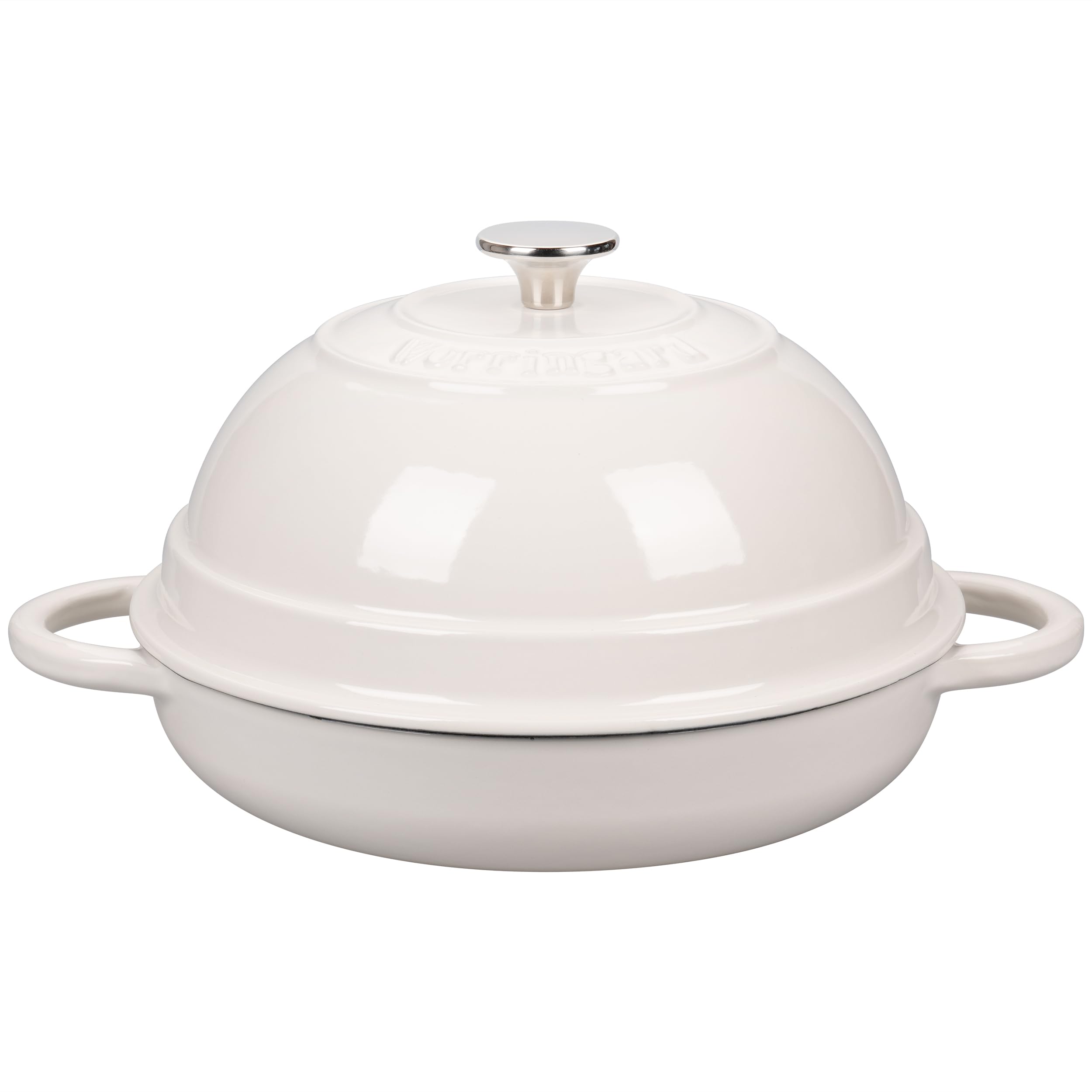 Premium 6 Quart Enameled Cast Iron Dutch Oven with Lid - Perfect for Bread Baking, Soups, Stews & Camping - White Kitchen Cookware for Home Chefs
