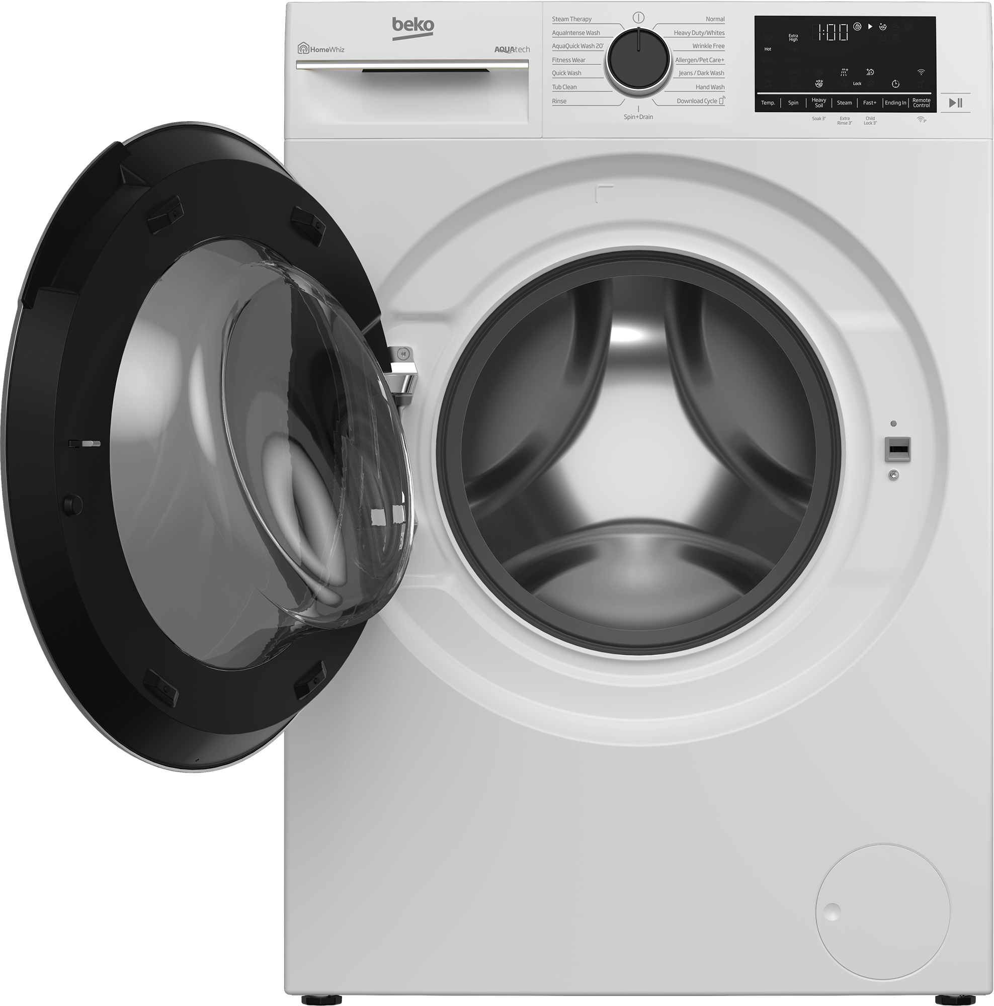 Beko WFTV10733XC 24 Inch Front Load Washing Machine - Energy Efficient, Large Capacity Washer for Home & Laundry Room | Perfect for Apartments & Small Spaces