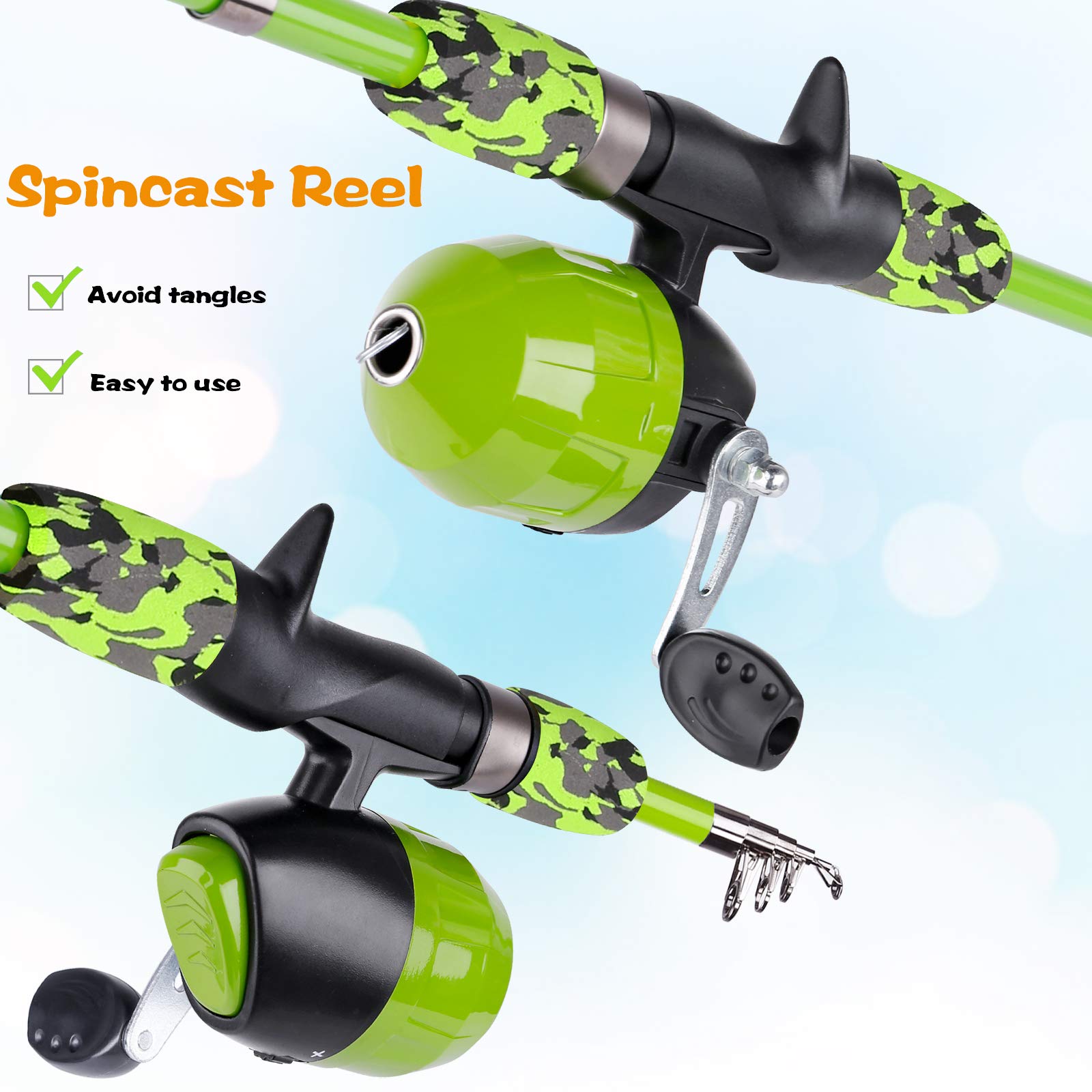 ODDSPRO Kids Fishing Pole and Net Set - Adjustable Telescopic Fishing Rod with Safety Hook for Children - Perfect for Outdoor Fishing, Camping, and Family Bonding Activities