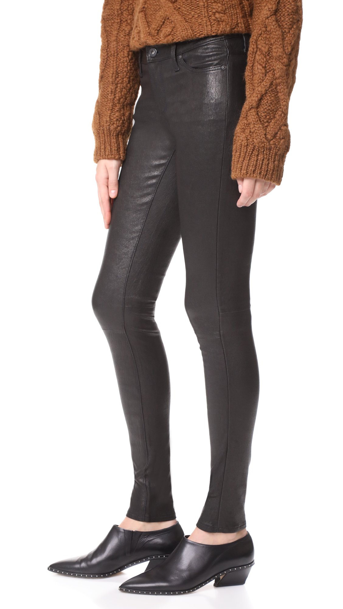 AG Jeans Women's Super Skinny Leather Leggings - High Waist Stretch Faux Leather Pants for Casual Wear, Night Out & Everyday Fashion