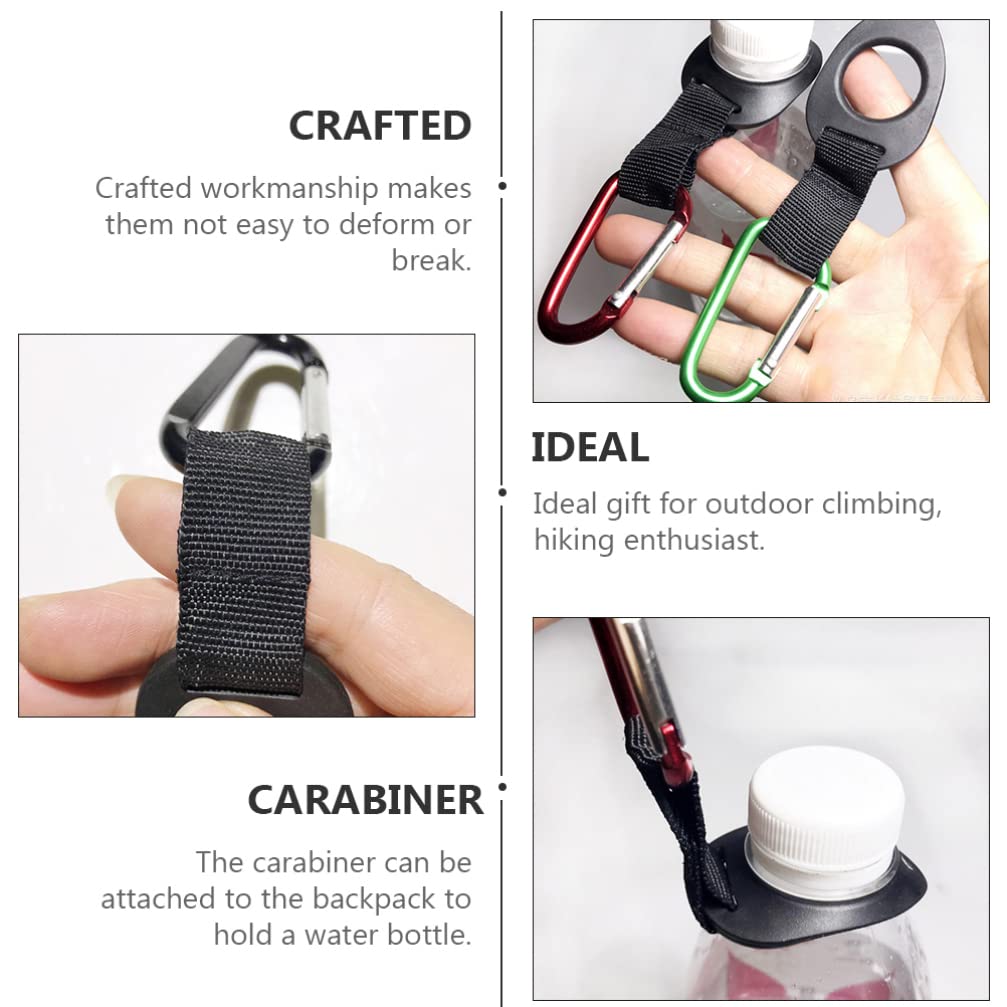 BESPORTBLE 6-Pack Silicone Water Bottle Carabiner Clips - Heavy Duty Bottle Holder for Hiking, Gym, Backpack & Outdoor Activities - Secure Carrying Solution for Hydration Packs, Canteens & Kettles
