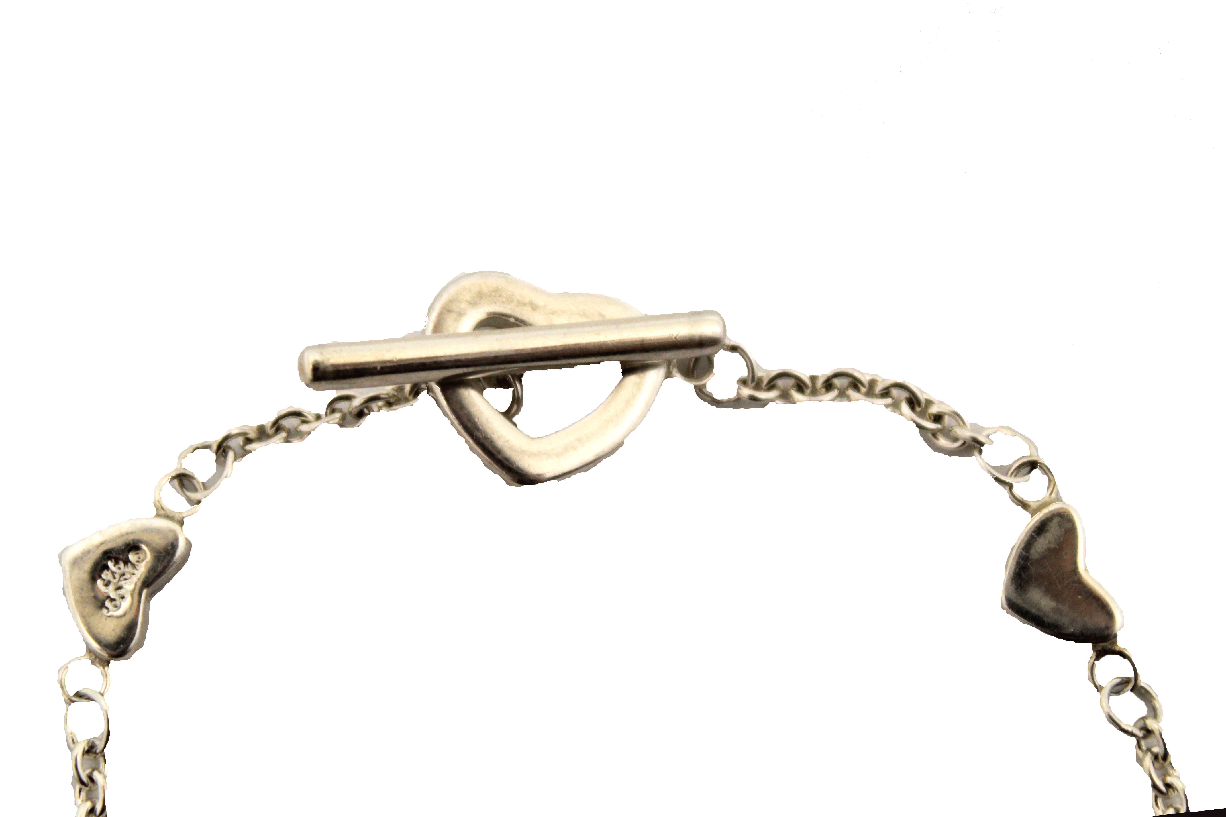 Authentic Tiffany & Co. 925 Sterling Silver Heart Link Bracelet for Women - Elegant Gift for Valentine's Day, Anniversary or Special Occasions