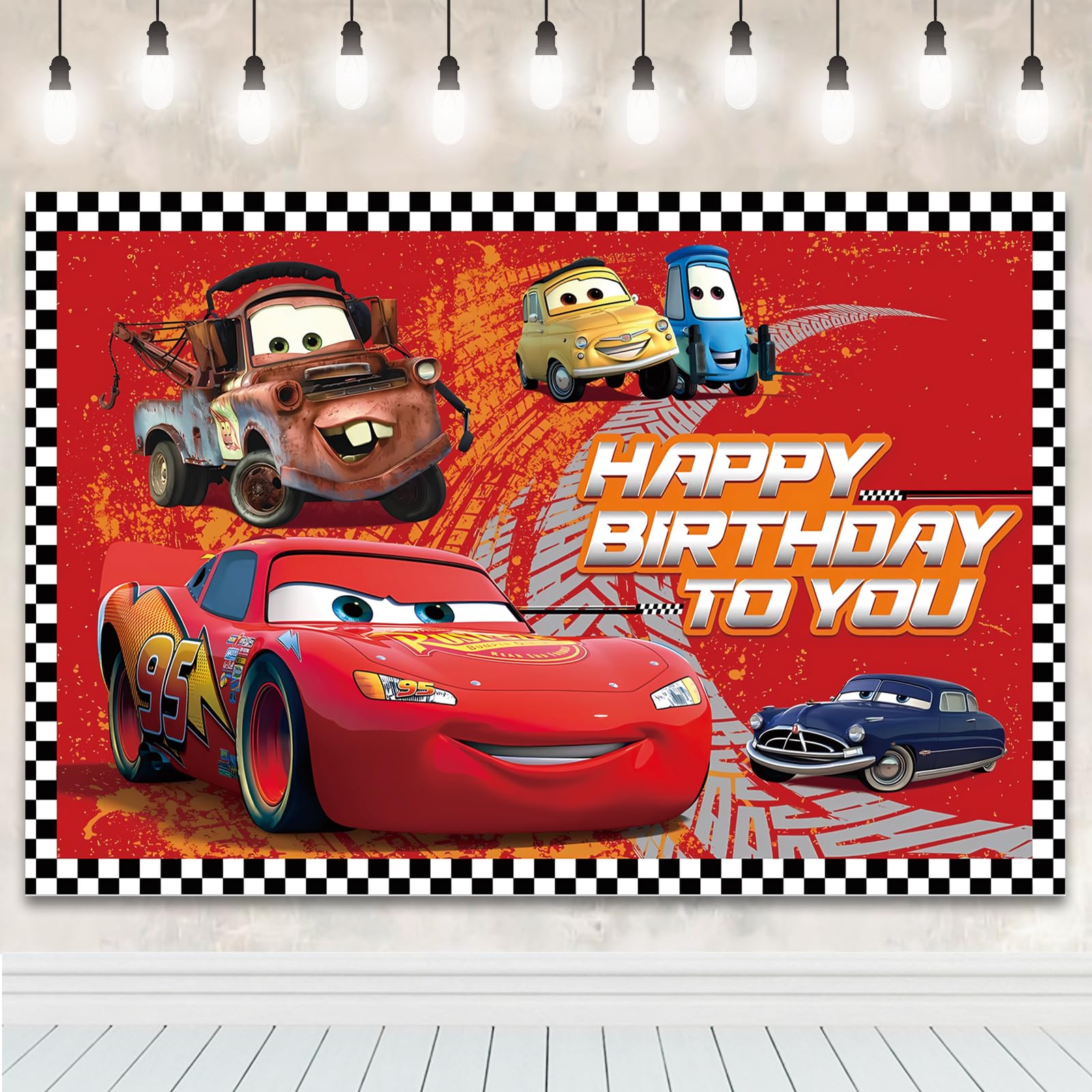 5x3FT Cartoon Car Birthday Backdrop - Happy Birthday Banner Background for Kids Party Decorations, Photography Props | Perfect for Birthday Parties, Baby Showers & Photo Booths