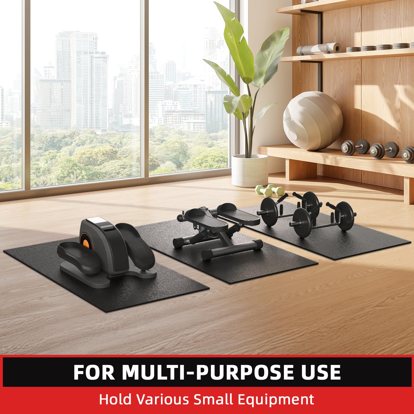 Premium Treadmill Mat for Hardwood Floors & Carpets - 6mm Thick Gym Floor Protector (7'x3'/6'x3'/6'x2.5'/5.6'x2'/4'x2') - Compatible with Peloton Bike, Spin Bike & Elliptical - Ideal for Home Gym, Cardio Workouts & Noise Reduction