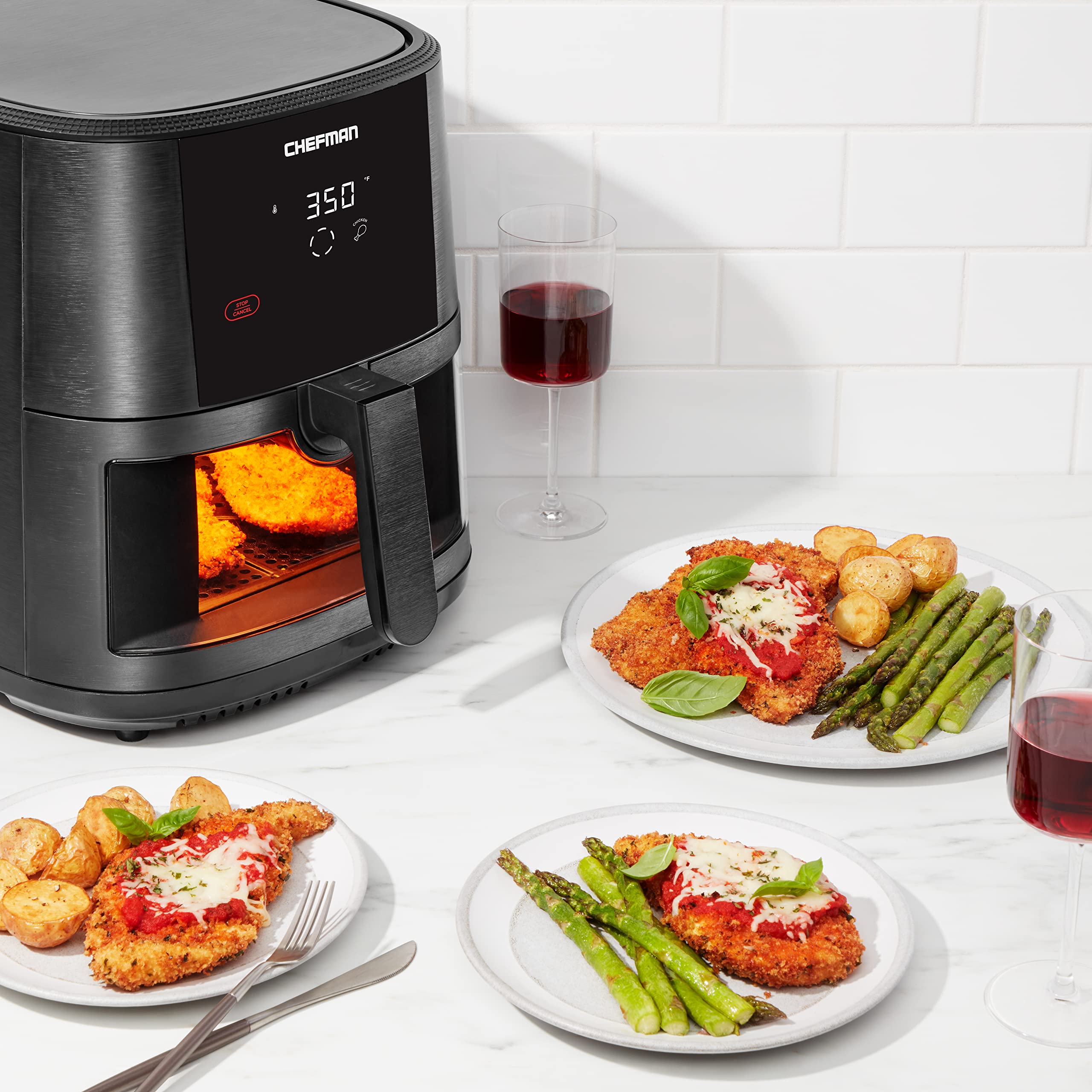 Chefman TurboTouch Easy View Air Fryer - 8 Quart Oil-Free Healthy Cooking with Clear Window for Crispy Low-Calorie Meals | Perfect for Family Dinners, Meal Prep & Healthy Snacks