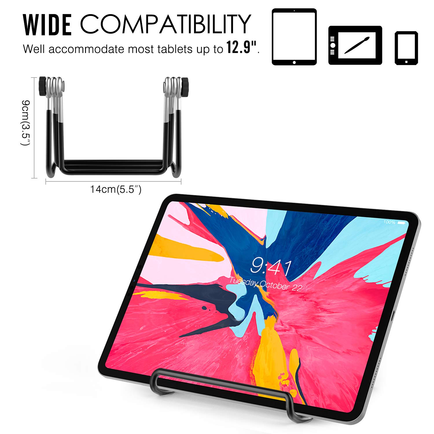 Moko 2-Pack Foldable Tablet Stand - Adjustable Metal Phone & iPad Holder for 9-12.9