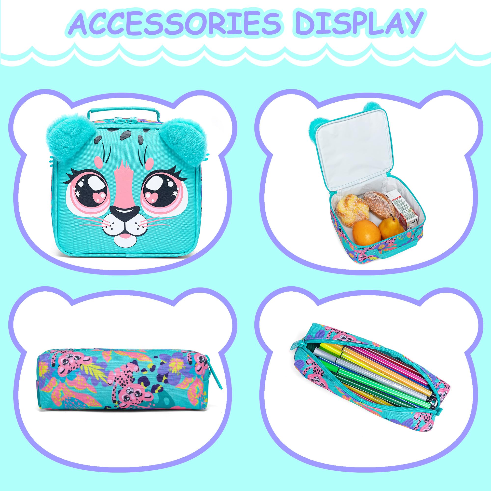**Meetbelify Cute Girls Backpack Set for School & Travel - Lightweight Bookbag with Lunch Box for Ages 8-10, Elementary & Preschool Students - Perfect for Daily Use, Field Trips & Outdoor Adventures**