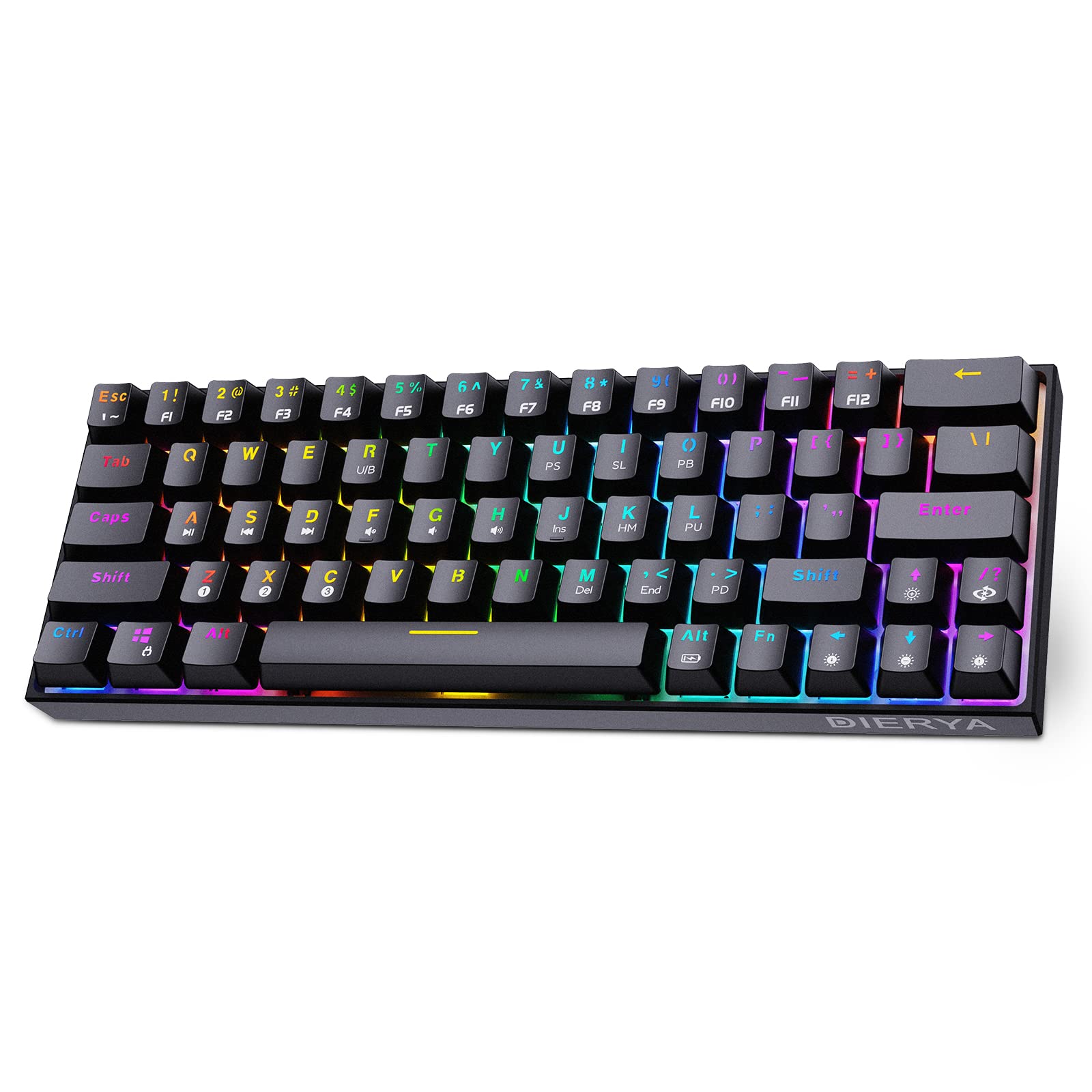 DIERYA DK63 60% Wireless Mechanical Gaming Keyboard - RGB Backlit, Bluetooth/Wired, 63-Key Compact Design, Full Programmable Keys, Blue Switches - Perfect for Travel, Office & Gaming