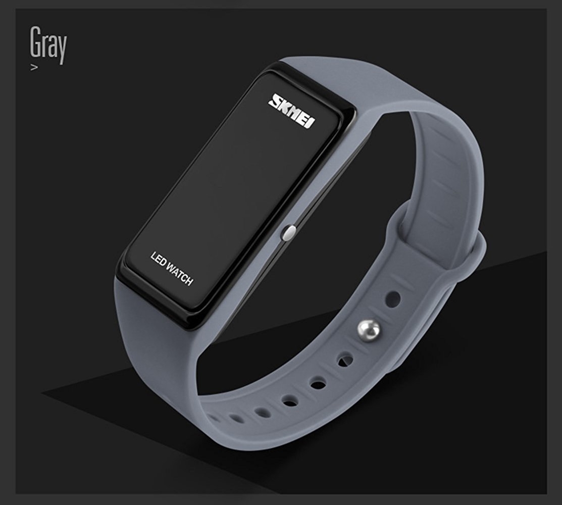 MASTOP LED Digital Watch for Men and Women - Waterproof Sports Watch with Bracelet Strap, Gray - Perfect for Running, Swimming & Outdoor Activities