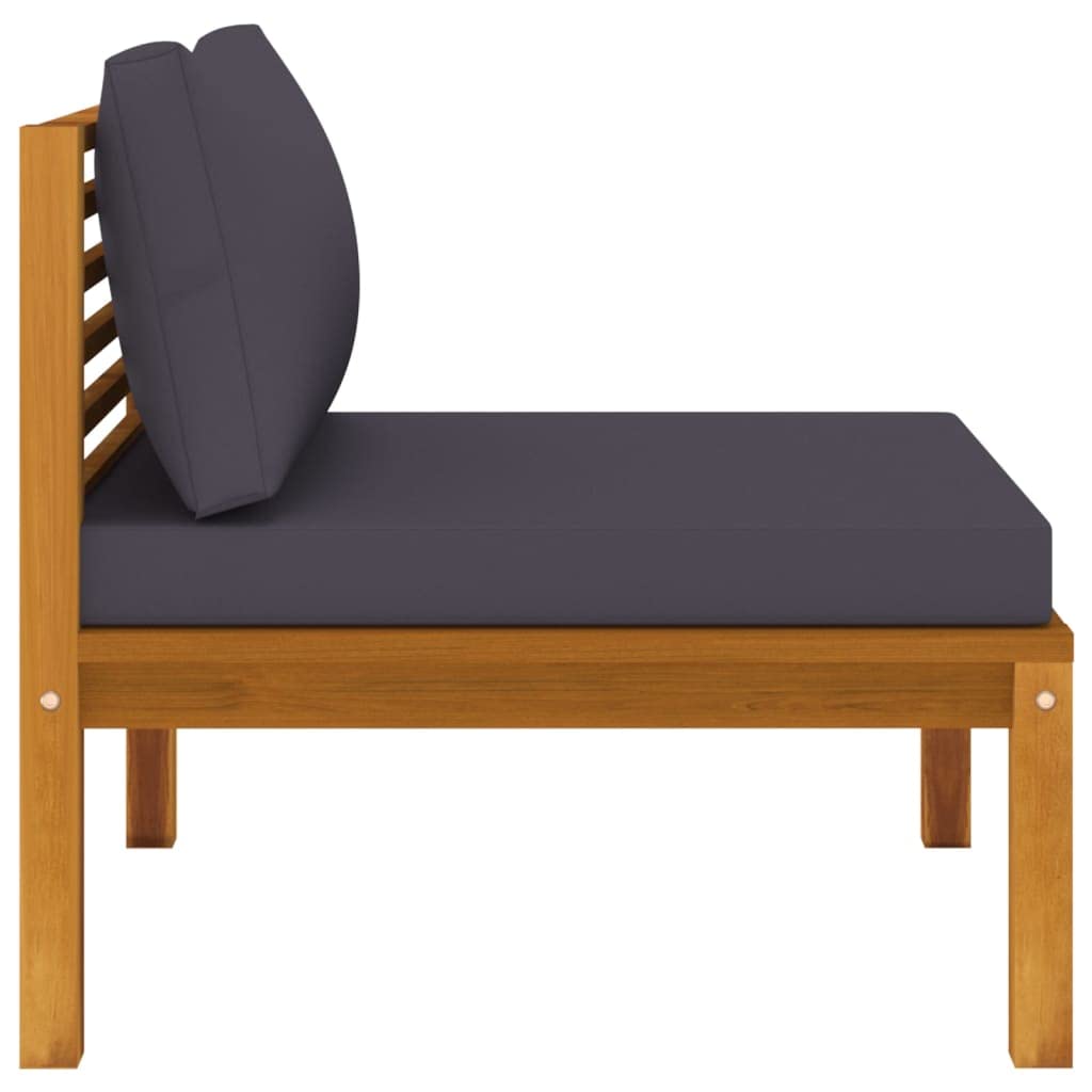 2-Piece Patio Sofa Set with Dark Gray Cushions - Outdoor Sectional Sofa & Couch Set - Acacia Wood Furniture for Front Porch, Backyard, Balcony & Garden - Weather-Resistant Comfortable Seating for Relaxing & Entertaining