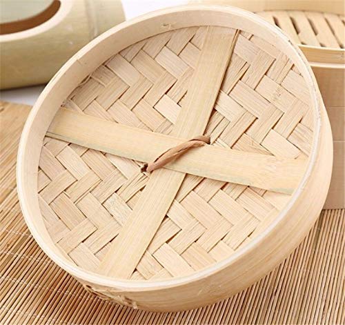 Premium 18cm Bamboo Steamer Basket Set for Cooking Fish, Rice, Vegetables & Dumplings - Natural Kitchen Cooking Tools for Healthy Asian Meals | Perfect for Home Chefs & Restaurant Use