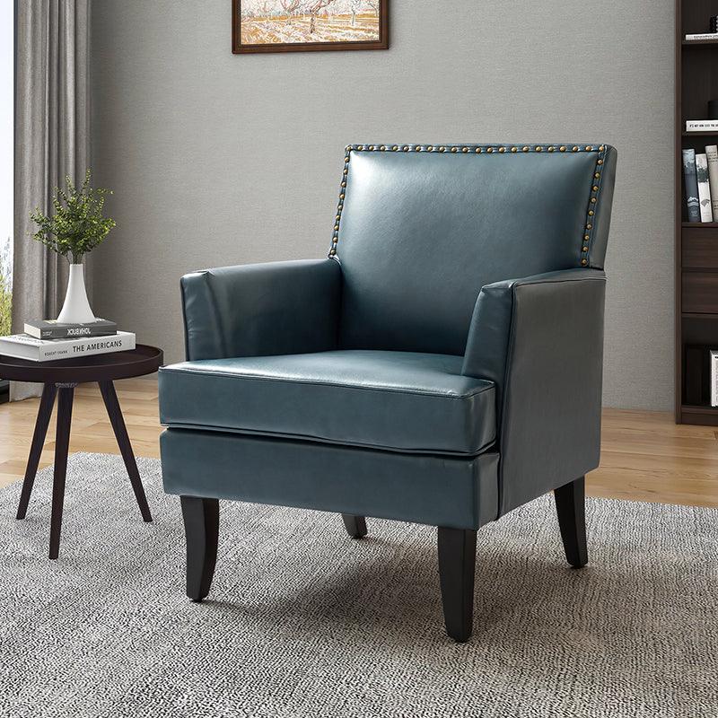 Fatima Vegan Leather Armchair - Modern PU Leather Lounge Chair for Living Room, Office & Bedroom - Eco-Friendly Faux Leather Accent Chair with Sturdy Metal Legs