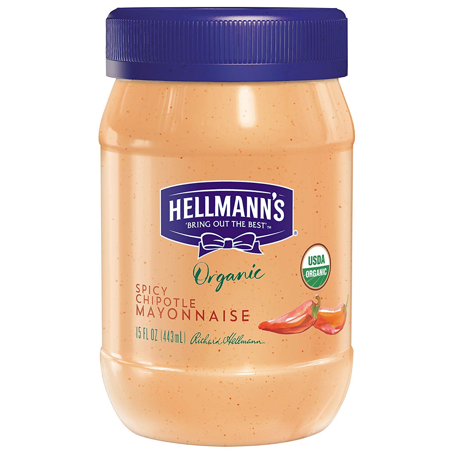 Hellmann's Organic Spicy Chipotle Mayonnaise - 6 Pack (15 oz Each) | Sandwich Spread & Condiment for Burgers, Salads, Wraps & BBQ