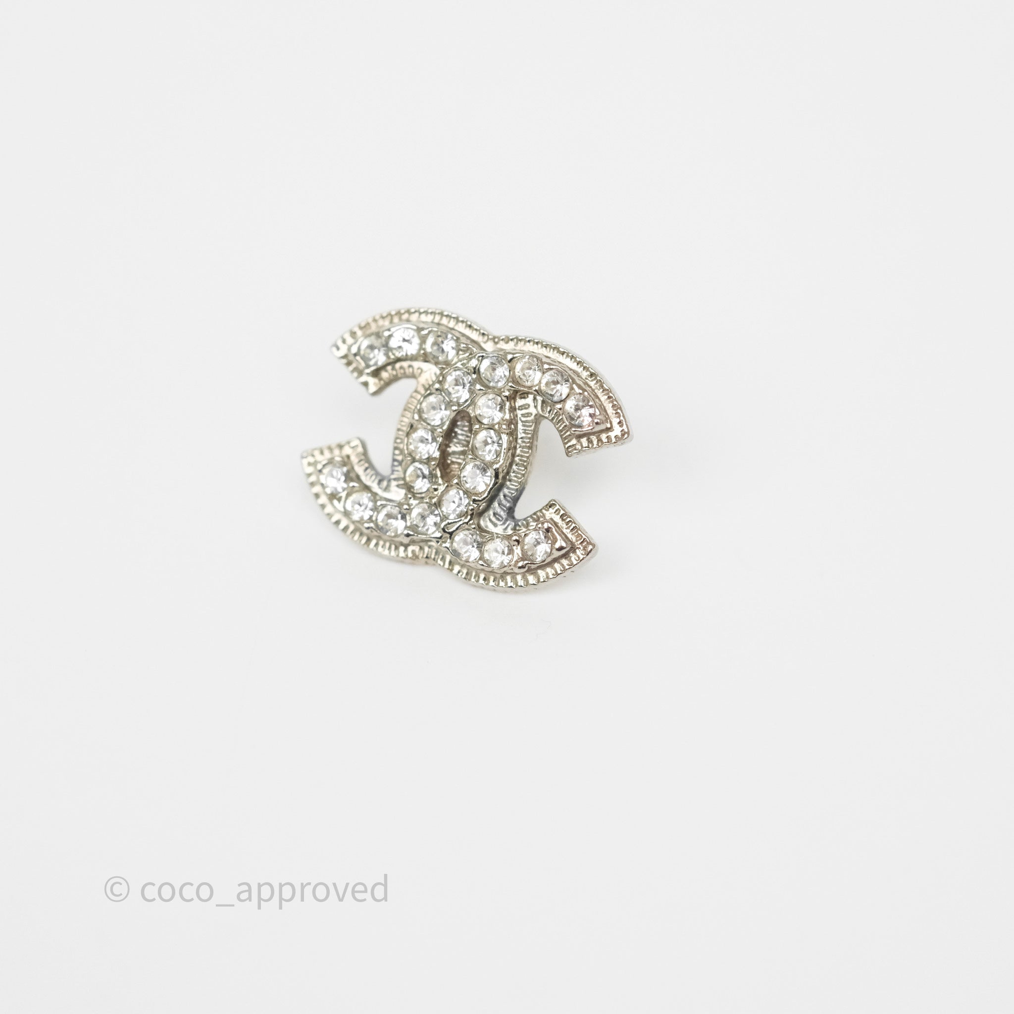 Chanel CC Crystal Stud Earrings in Silver Tone - 13V | Elegant Fashion Jewelry for Women, Perfect for Parties, Weddings & Special Occasions