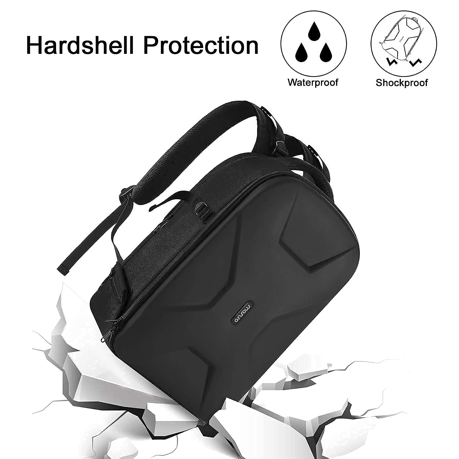 MOSISO Waterproof DSLR Camera Backpack 15-16 Inch - Hardshell Protective Case & Crossbody Shoulder Bag for Canon Nikon Sony Mirrorless/SLR Cameras - Travel Photography Gear for Outdoor Shooting & Daily Commute