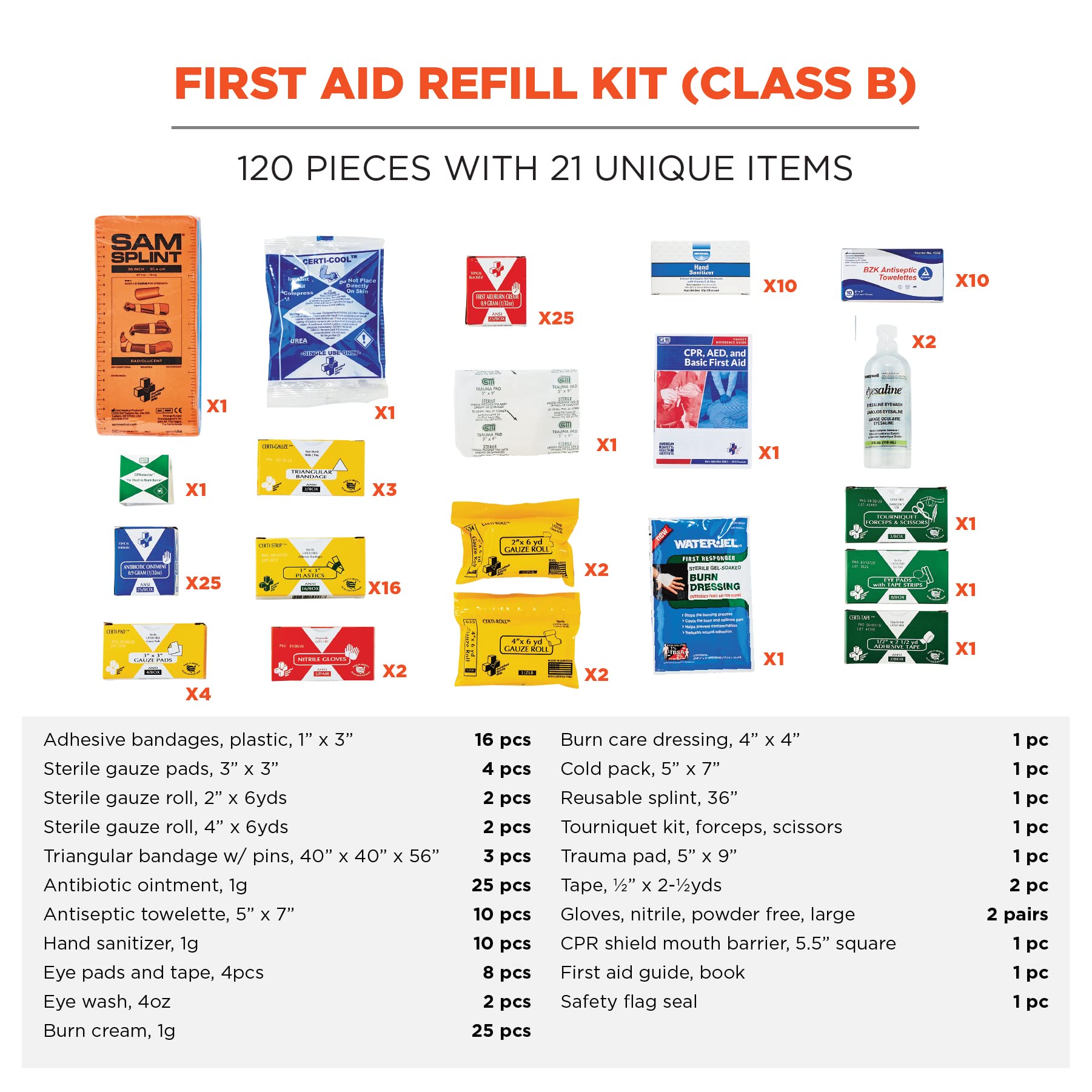 Ergodyne Arsenal 5210 Compact Trauma First Aid Kit with Class B Supplies - Orange Emergency Medical Bag for First Responders, Workplace Safety & Outdoor Adventures