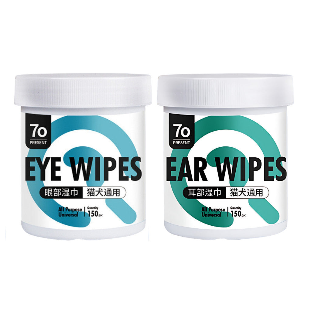 Pet Eye & Ear Cleaning Wipes for Dogs and Cats - 150pcs Tear Stain Remover Wipes + 50pcs Dental Finger Wipes | Gentle Grooming Solution for Tear Stains, Ear Wax & Dental Care | Perfect for Daily Pet Hygiene & Grooming Routine